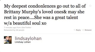 Illustration for article titled Celebrities React To Brittany Murphy's Death On Twitter